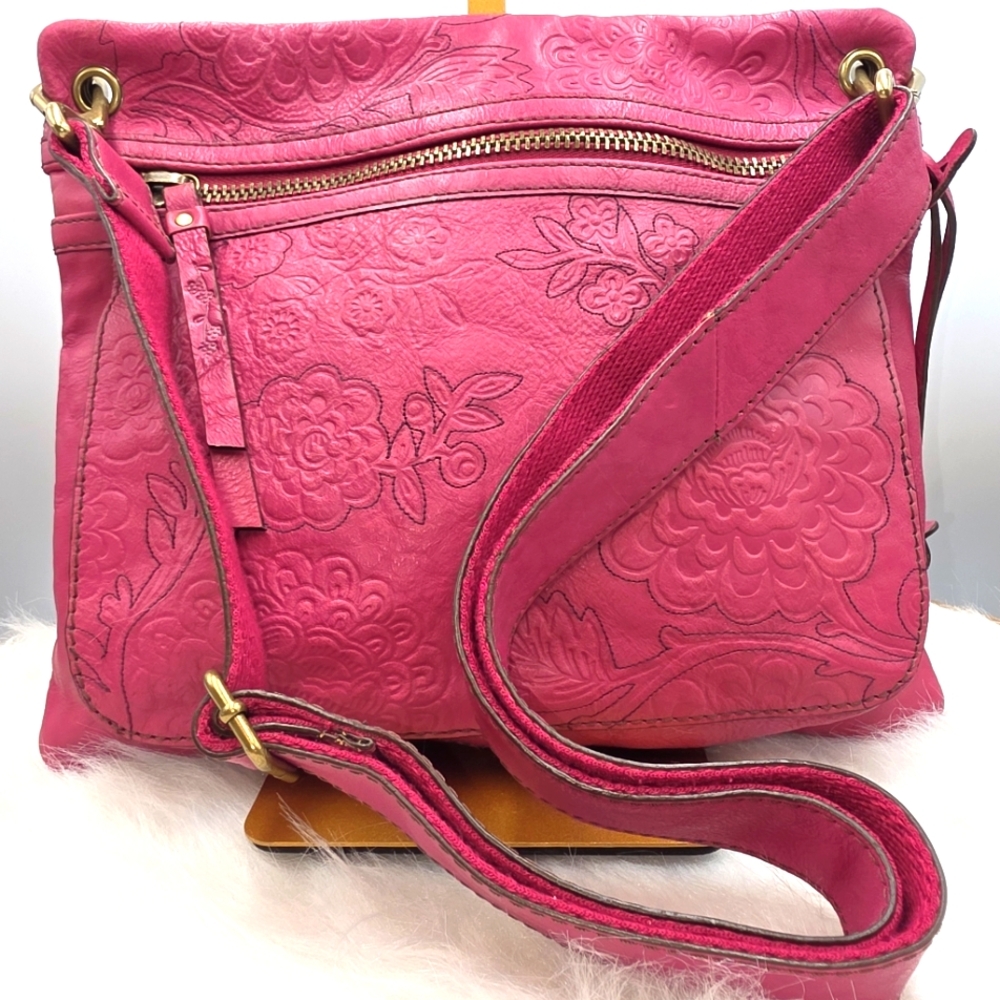 Fossil Pink Floral Embossed Crossbody Bag - Picture 2 of 8